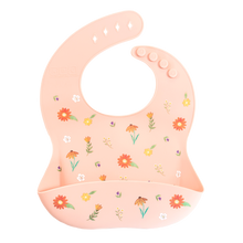 Load image into Gallery viewer, Silicone Pocket Bib in Peach Wildflower