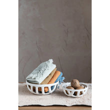 Load image into Gallery viewer, White Speckled Stoneware Fruit Basket