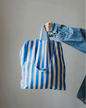 Load image into Gallery viewer, Blue Striped Organic Cotton Tote