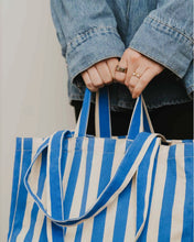 Load image into Gallery viewer, Blue Striped Organic Cotton Tote