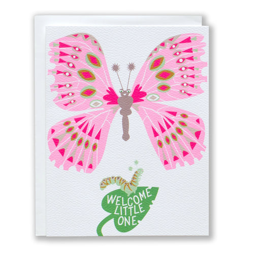 Caterpillar Butterfly New Baby Card