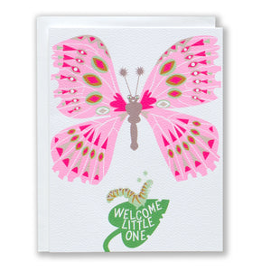 Caterpillar Butterfly New Baby Card