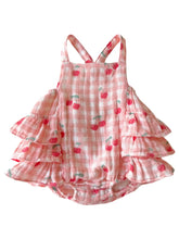 Load image into Gallery viewer, Gingham Cherries Ruffle Sunsuit