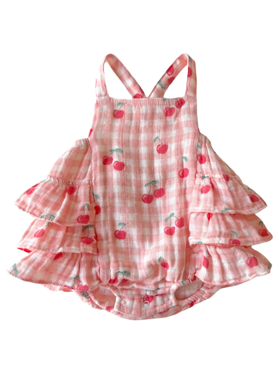 Gingham Cherries Ruffle Sunsuit