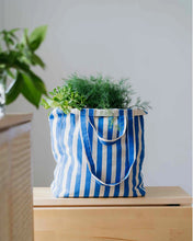 Load image into Gallery viewer, Blue Striped Organic Cotton Tote