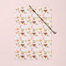 Load image into Gallery viewer, Holiday Cocktails Gift Wrap, 3 Sheets