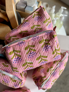 Peony Block Print Pouch