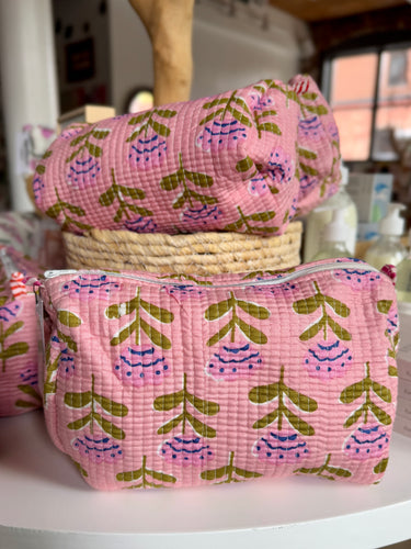 Peony Block Print Pouch