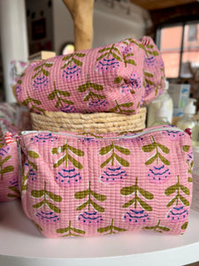 Peony Block Print Pouch