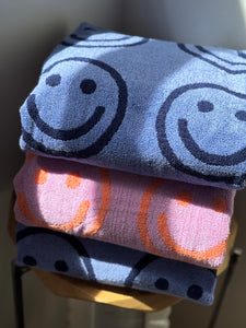 Happy Bath Towel, Blue