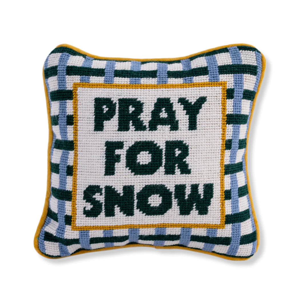 Pray for Snow Needlepoint Pillow