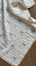 Load image into Gallery viewer, Blue Bows Baby Blanket