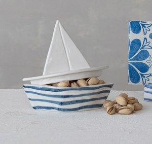 Ceramic Sailboat Box