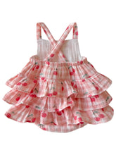 Load image into Gallery viewer, Gingham Cherries Ruffle Sunsuit
