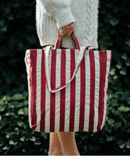 Load image into Gallery viewer, Red Striped Organic Cotton Tote