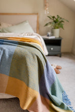 Load image into Gallery viewer, Recycled Wool Blanket, Cobalt Waffle Check