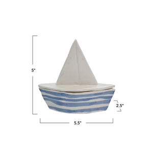 Ceramic Sailboat Box