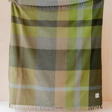 Load image into Gallery viewer, Recycled Wool Blanket, Olive Oversized Check