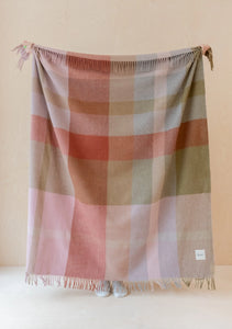 Recycled Wool Blanket, Pink Oversized Check