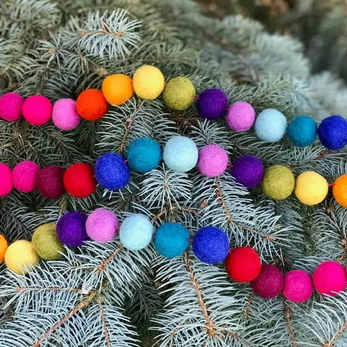 Rainbow Felt Ball Garland