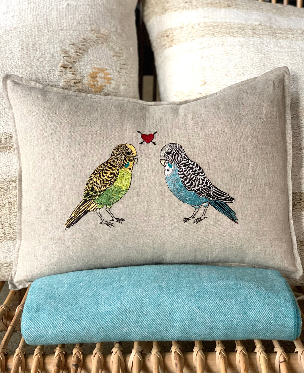 Parakeet Love Pillow