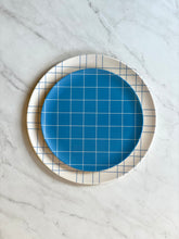 Load image into Gallery viewer, Blue Grid Bamboo Side Plate