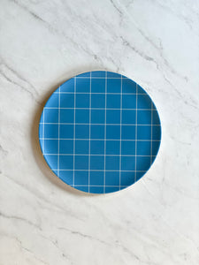 Blue Grid Bamboo Side Plate