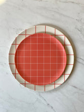 Load image into Gallery viewer, Pinky Red Grid Bamboo Side Plate