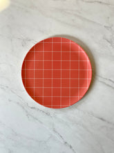 Load image into Gallery viewer, Pinky Red Grid Bamboo Side Plate