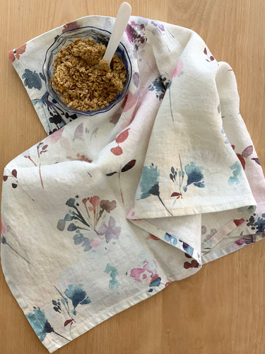 Watercolor Floral Tea Towel