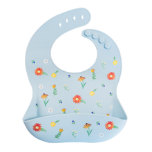 Load image into Gallery viewer, Silicone Pocket Bib in Chambray Wildflower