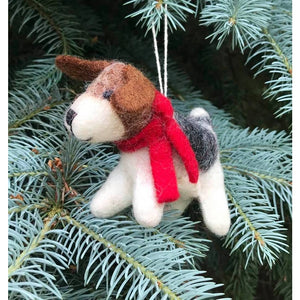 Felt Dog with Scarf Ornament